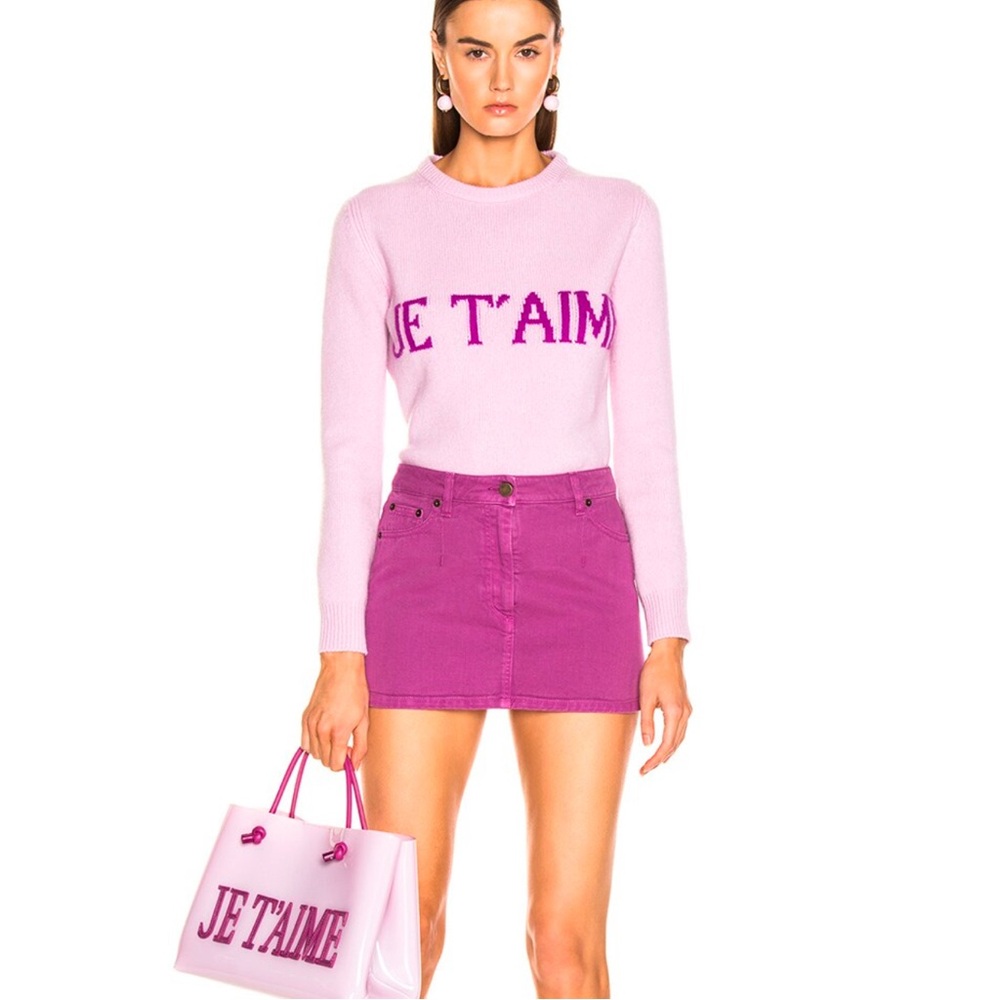 alberta ferretti purple denim mini skirt